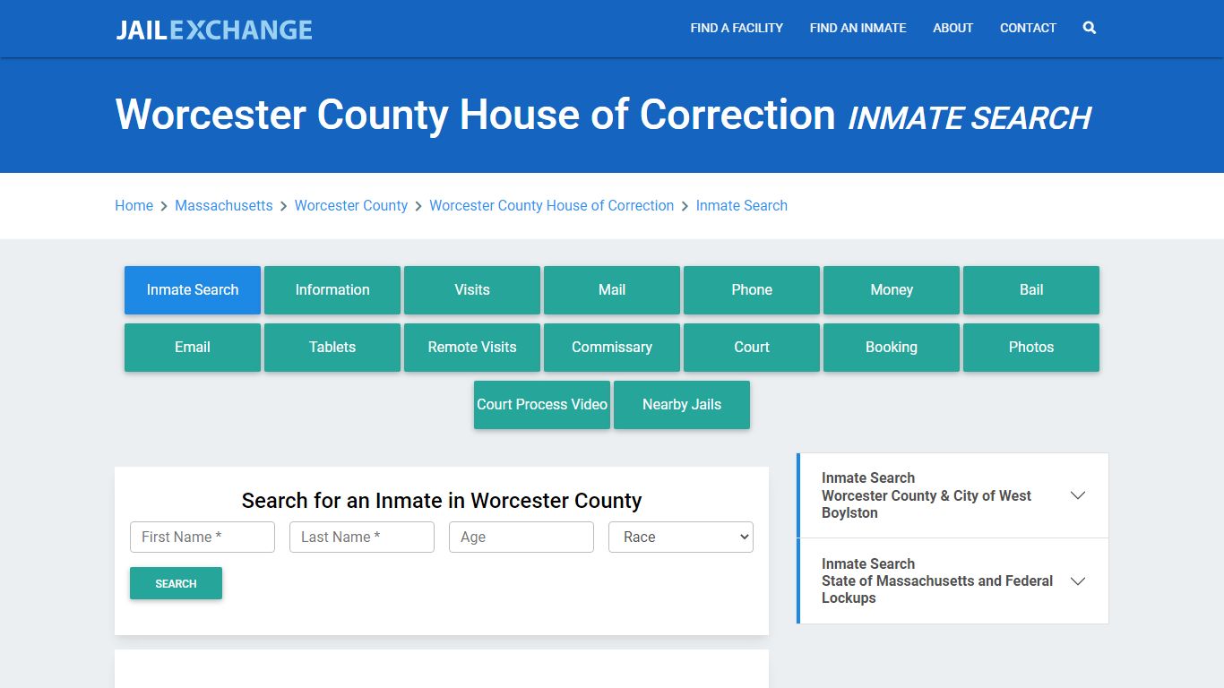 Worcester County House of Correction Inmate Search