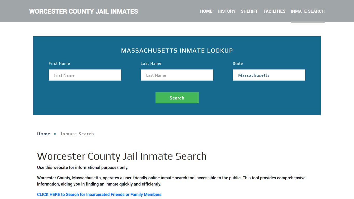 Worcester County, MA Detainee Lookup